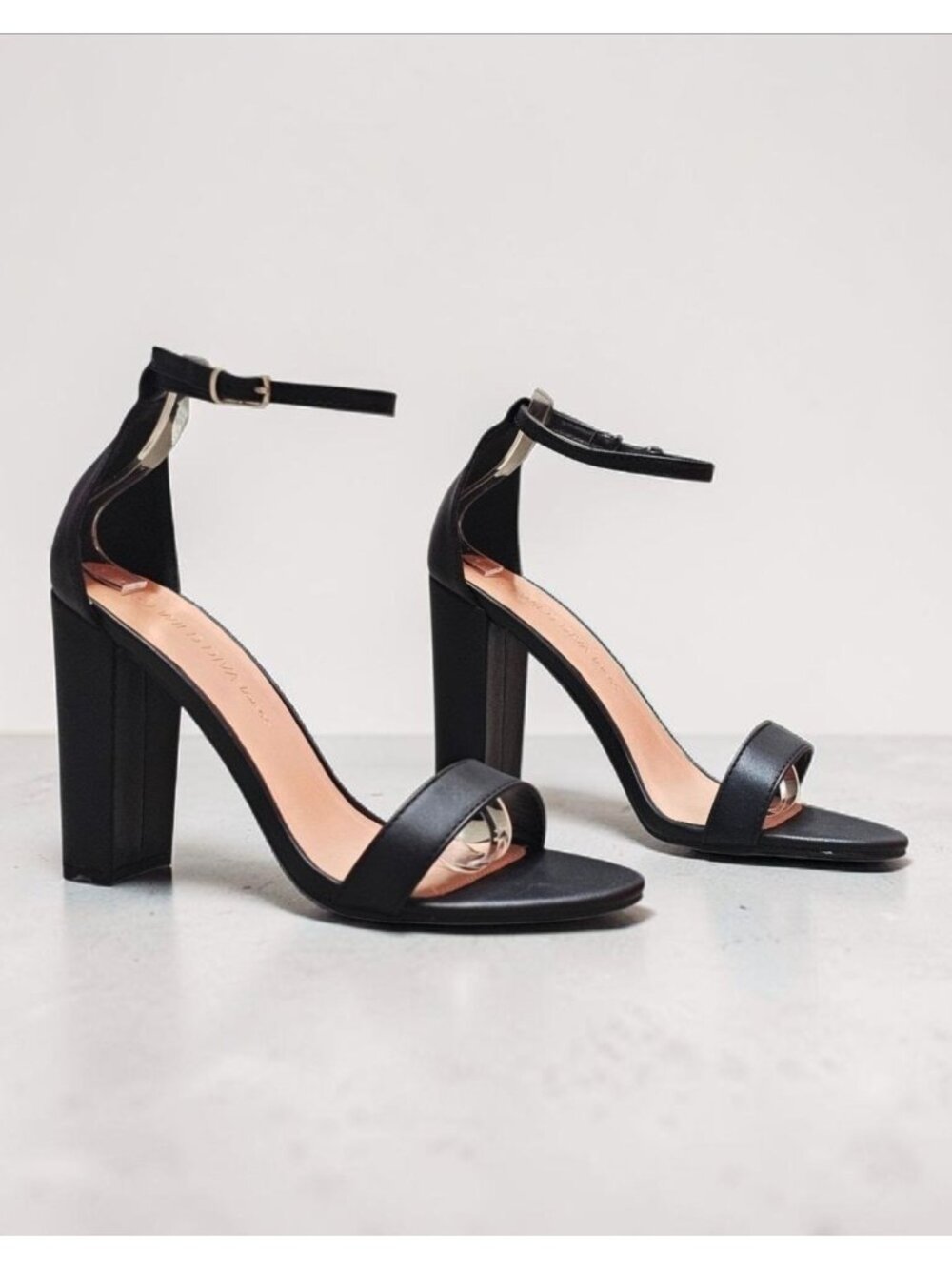 Black Chunky Heel Ankle Strap Sandals For Women Open Toe 4-Inch Heels Elegant & - Picture 9 of 15